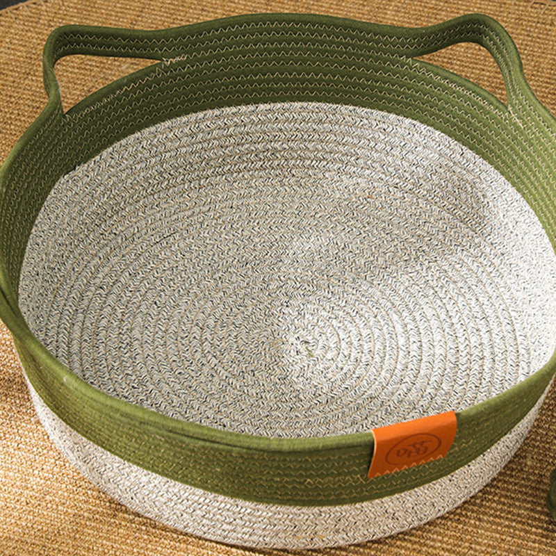 1pc Cozy Round Rattan Cat Bed - Hand-Woven, Soft, Breathable, and Durable - Perfect for Small Cats, Puppies, and Kittens - Round Mat, Puppy Bed, and Cat Basket