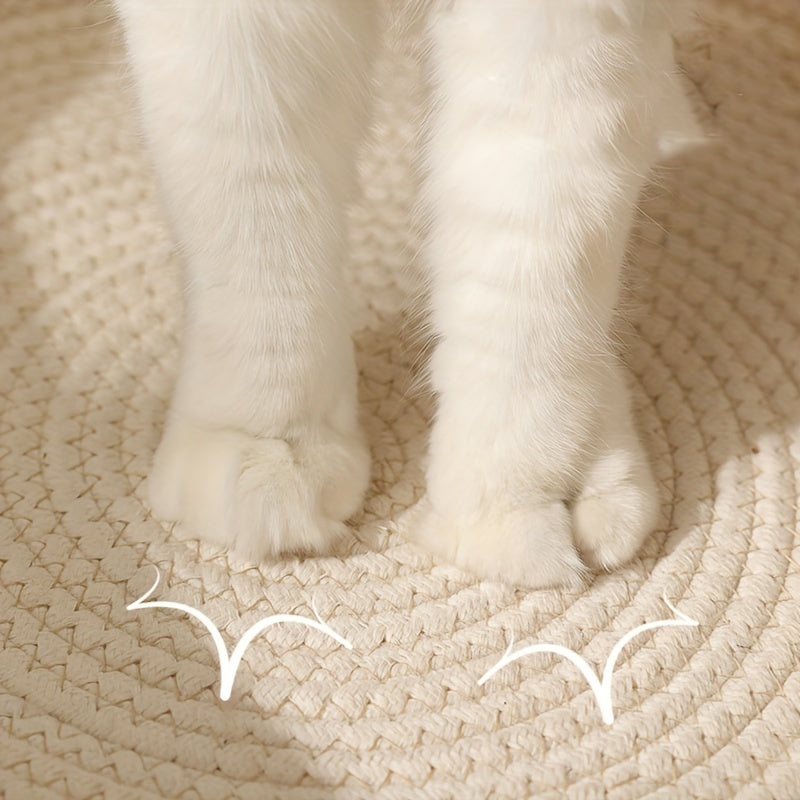 1pc Cozy Round Rattan Cat Bed - Hand-Woven, Soft, Breathable, and Durable - Perfect for Small Cats, Puppies, and Kittens - Round Mat, Puppy Bed, and Cat Basket