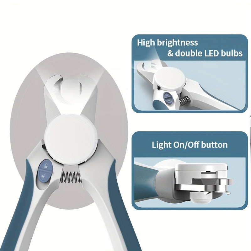1pc LED Illuminated Pet Nail Clipper - Claw Care for Dogs and Cats - Easy Grooming Tool with Precise Trimming and Safety Features for Pet Care Supplies